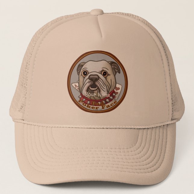 Bulldog Poker Face Trucker Hat (Front)