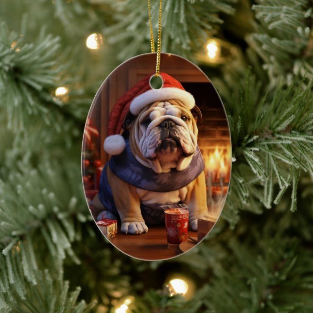 Bulldog Police Lover Pet Ornament Memorial Gift (Tree)