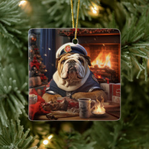 Bulldog Police Lover Pet Ornament Memorial Gift