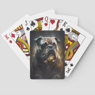 Bulldog Portrait Animal Nature Wildlife Painting  Playing Cards