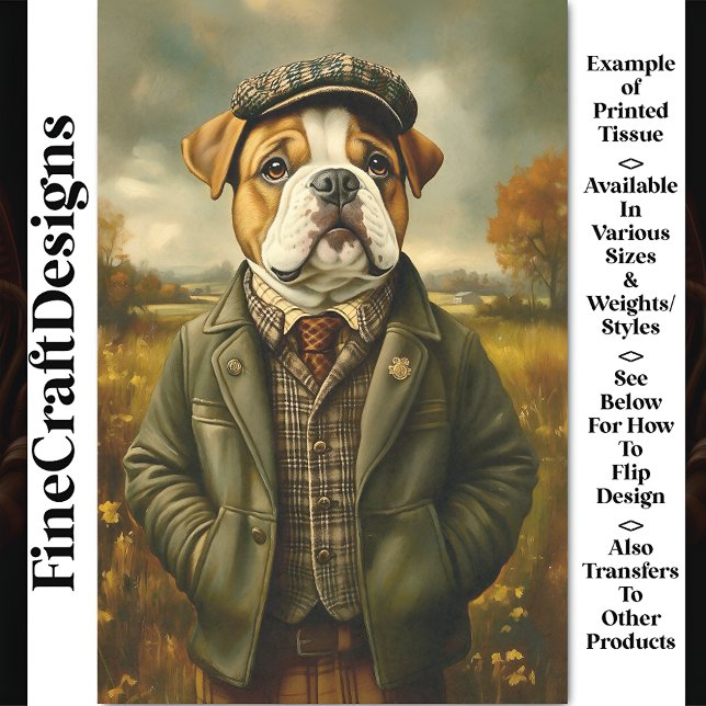 Bulldog Portrait, Country Landscape CH2 Decoupage Tissue Paper (Creator Uploaded)