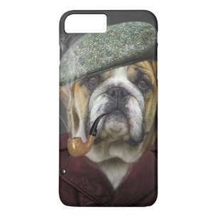 Bulldog portrait smoking a pipe iPhone 8 plus/7 plus case