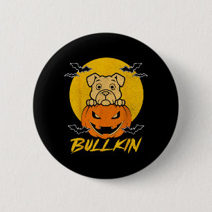 Bulldog Pumpkin Bullkin Funny Halloween Dog Lover 6 Cm Round Badge