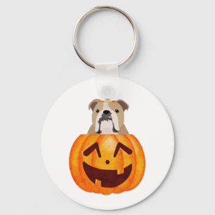 Bulldog Pumpkin    Key Ring