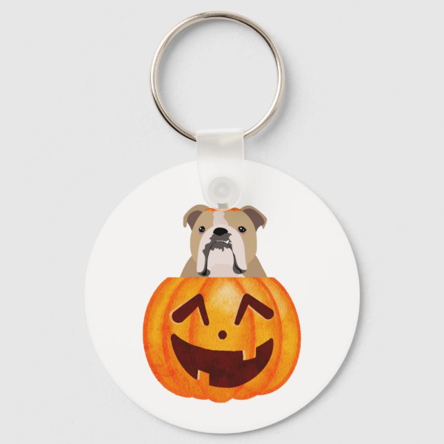 Bulldog Pumpkin    Key Ring (Front)