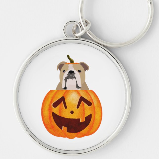 Bulldog Pumpkin     Key Ring (Front)