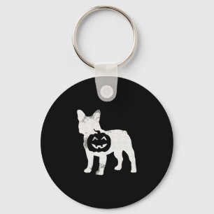 Bulldog Pumpkin Lazy Halloween Costume Cute Dog Pu Key Ring