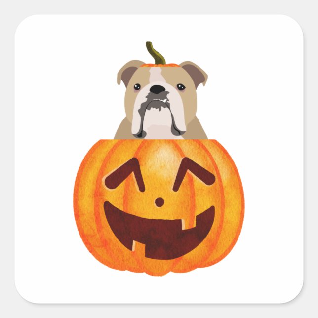 Bulldog Pumpkin     Square Sticker (Front)