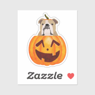 Bulldog Pumpkin Sticker