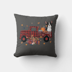 Bulldog Pumpkin Truck Thanksgiving Halloween Gift Cushion