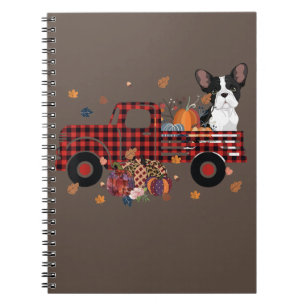 Bulldog Pumpkin Truck Thanksgiving Halloween Gift Notebook