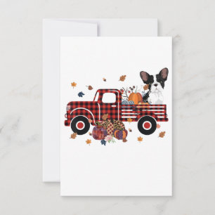 Bulldog Pumpkin Truck Thanksgiving Halloween Gift RSVP Card