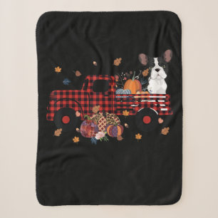 Bulldog Pumpkin Truck Thanksgiving Halloween Gift Sherpa Blanket