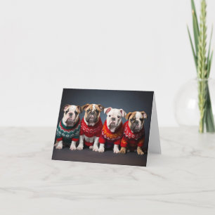 Bulldog Puppies Christmas Card