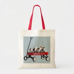 Bulldog Puppies In Wagon Tote Bag