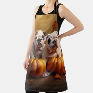 Bulldog Puppy Autumn Delight Pumpkin Apron