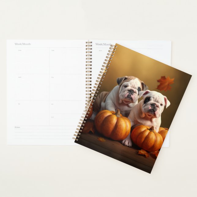 Bulldog Puppy Autumn Delight Pumpkin  Planner (Display)