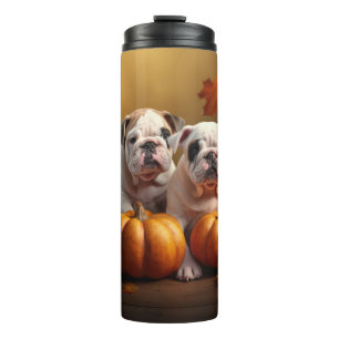 Bulldog Puppy Autumn Delight Pumpkin Thermal Tumbler