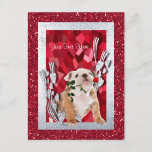 Bulldog Puppy Customise It Valentine Postcard