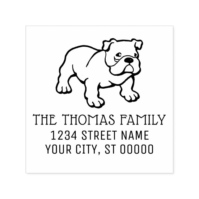 Bulldog Puppy Dog Name Return Address Self-inking Stamp (Design)