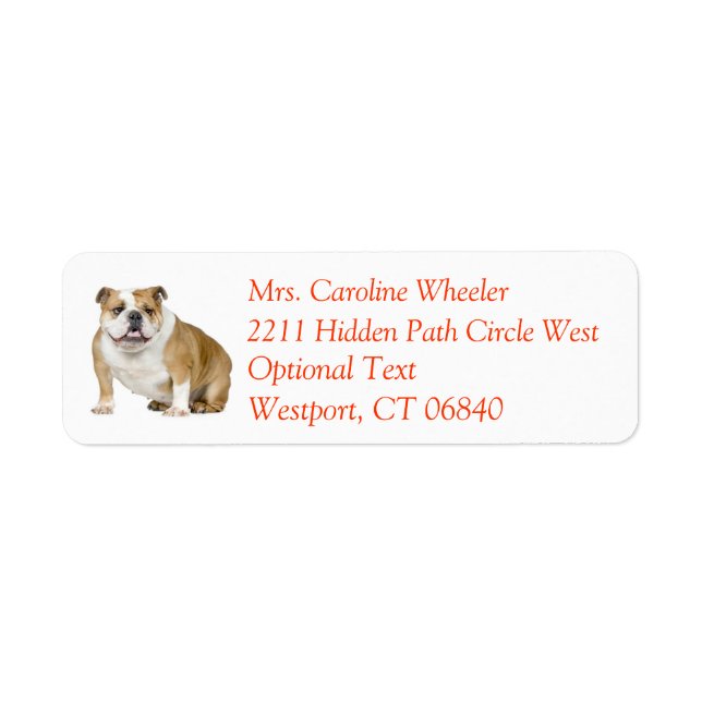 Bulldog Puppy Dog Return Address Name Label (Front)