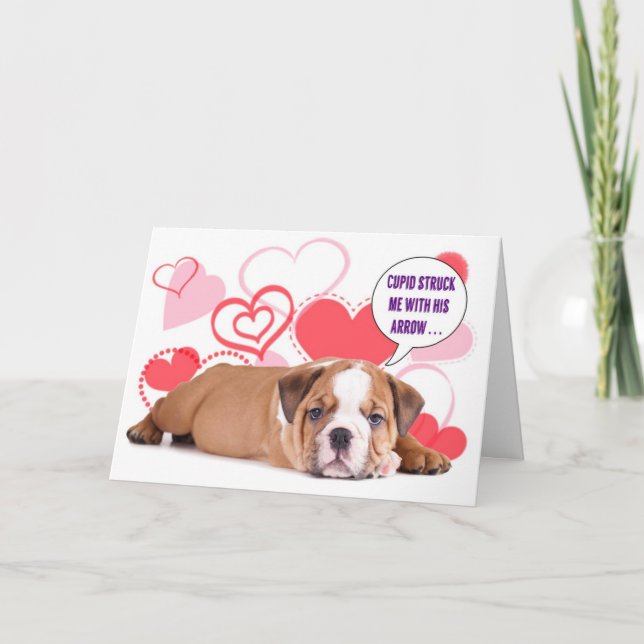 Bulldog Puppy Valentine's Card (Front)