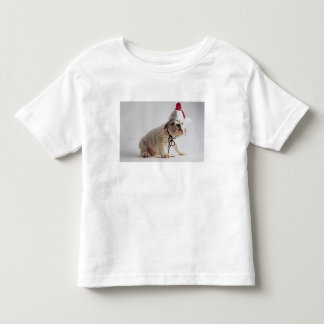 Bulldog Puppy Wearing Santa Hat Toddler T-Shirt