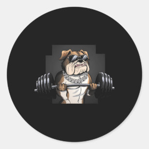 Bulldog Rat Weightlifting Bodybuilding Fitness Dad Classic Round Sticker