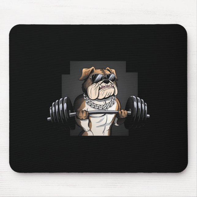 Bulldog Rat Weightlifting Bodybuilding Fitness Dad Mouse Mat (Front)