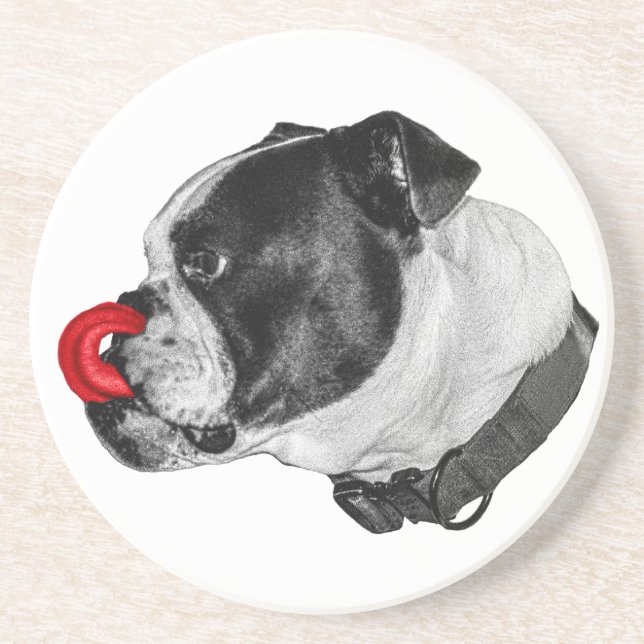 Bulldog Red Accent Coaster (Front)