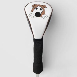 bulldog red and white peeking cartoon golf head cover