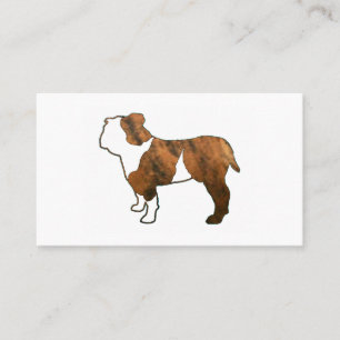 bulldog red brindle and white silhouette business card