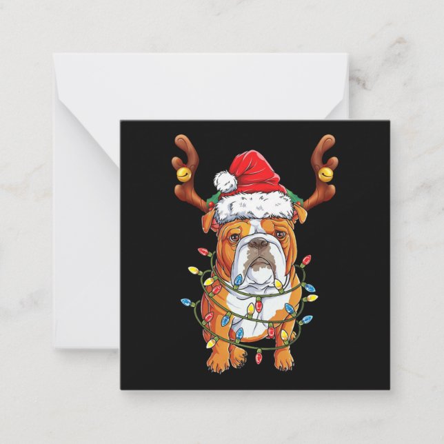 Bulldog Reindeer Funny Christmas Card (Front)