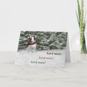 Bulldog Rescue Pup Dashing through the Snow Holiday Card