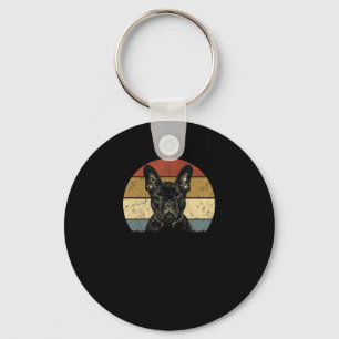 Bulldog Retro Vintage 60s 70s Fun Frenchie Loves 1 Key Ring