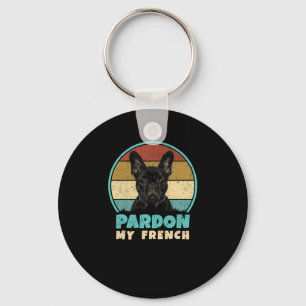 Bulldog Retro Vintage 60s 70s Fun Frenchie Loves  Key Ring