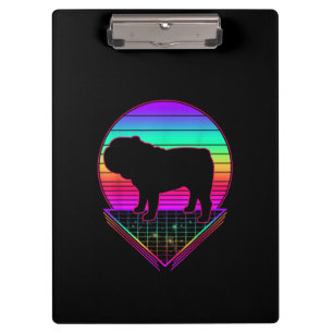 Bulldog Retro Vintage 80s Funny Dog Lover Gifts Clipboard