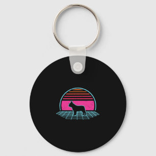 Bulldog Retro Vintage 80s Style Dog Lover Gift Key Ring