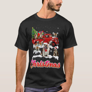 Bulldog Riding Red Truck Christmas Tree Bulldog Xm T-Shirt