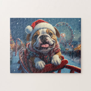 Bulldog Roller Coaster Christmas Jigsaw Puzzle