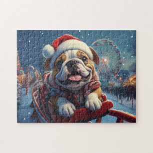 Bulldog Roller Coaster Christmas Jigsaw Puzzle