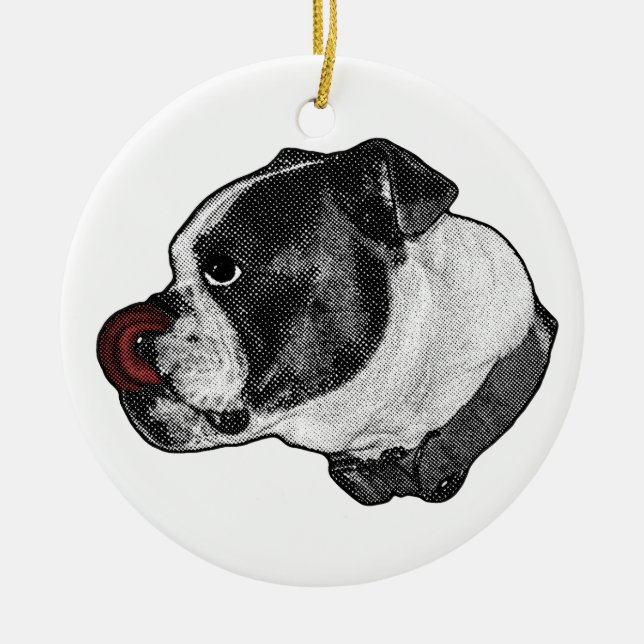Bulldog Ruby Keepsake Ceramic Tree Decoration (Front)