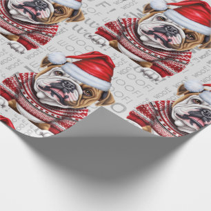 Bulldog Santa Christmas for Dog Lovers Wrapping Paper