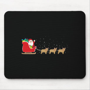 Bulldog Santa Christmas Sleigh - Fun Bulldog Xmas Mouse Mat