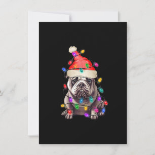 Bulldog Santa Christmas Tree Lights Xmas Boys Dog  Invitation