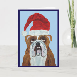 Bulldog Santa Claus Card