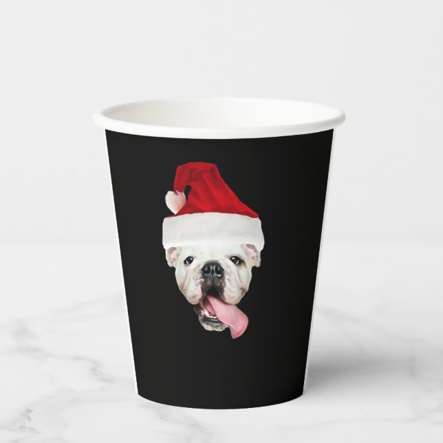 Bulldog Santa Essential T-Shirt Paper Cups (Front)
