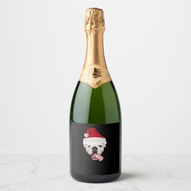 Bulldog Santa Essential T-Shirt Sparkling Wine Label (Front)