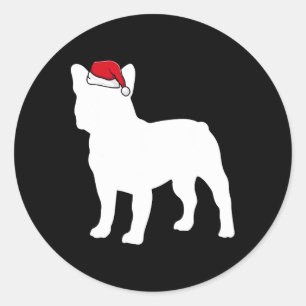 Bulldog Santa Hat Christmas Pajama Cute Dog X-mas Classic Round Sticker
