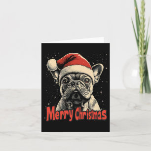 Bulldog Santa Hat Merry Christmas Xmas Dog Lover P Card